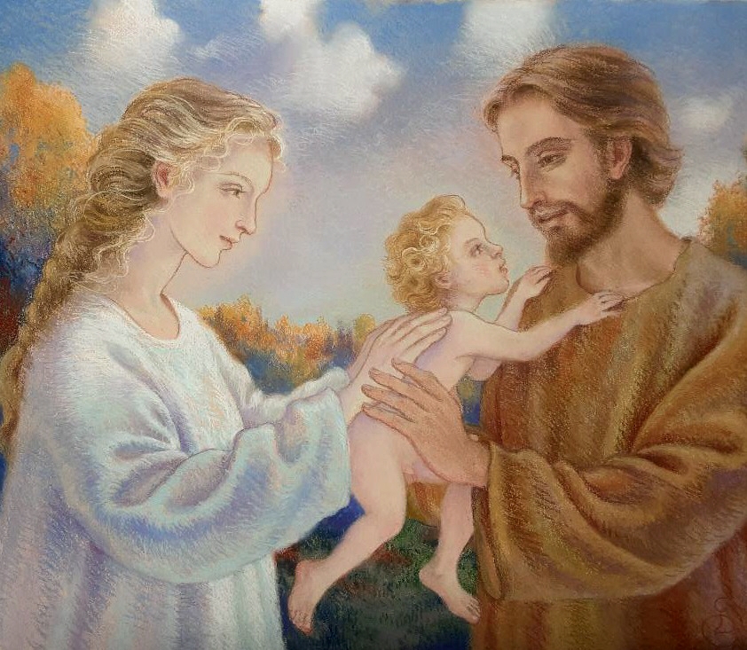 Marie remettant Jésus entre les bras de Joseph