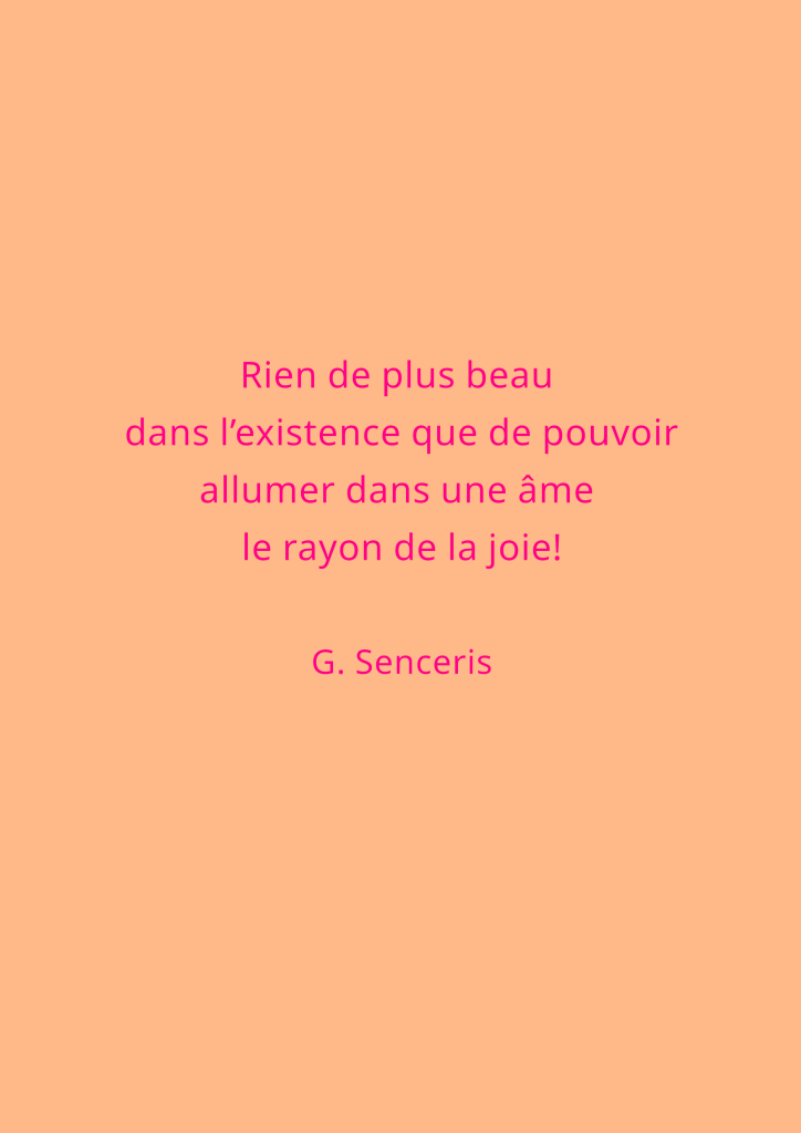Citation inspirante sur la beauté de la joie dans l'existence, avec un fond orange.