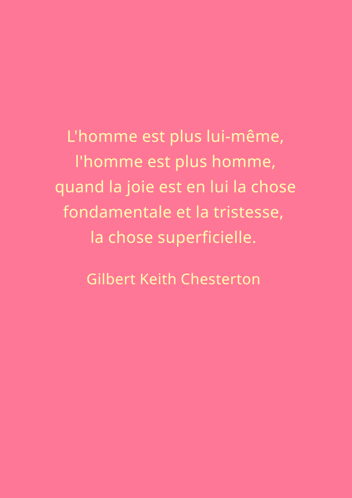 Citation de Gilbert Keith Chesterton sur la nature humaine, écrite sur un fond rose.